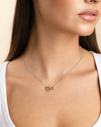 Sterling Silver Interlocking Heart Charm Necklace