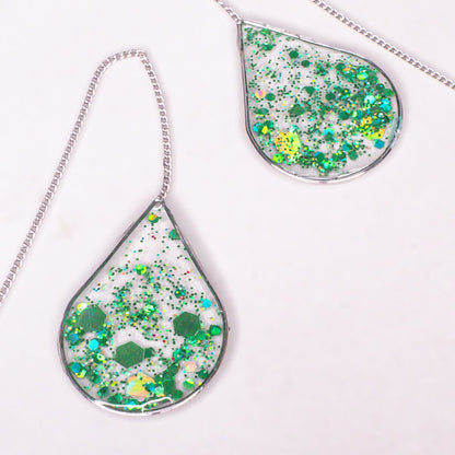 Ngọc Lục - Green Glitter Silver Threaders