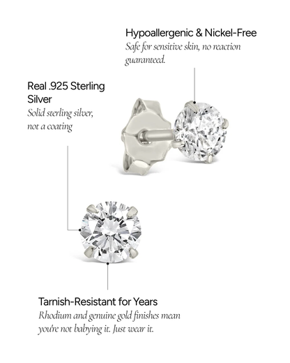 Sterling Silver 4mm CZ Stud Earrings
