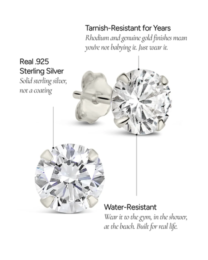 Sterling Silver 6mm CZ Stud Earrings