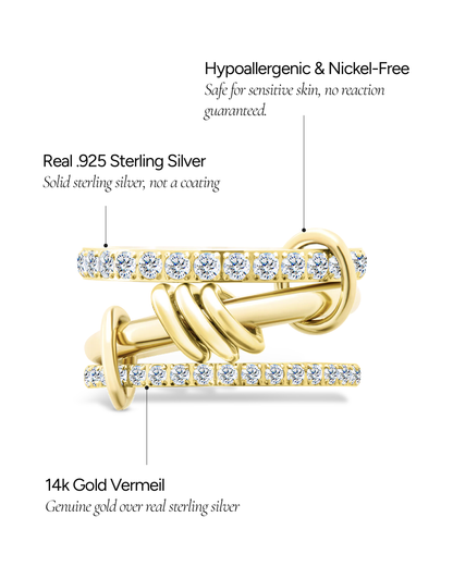 Sterling Silver Birgitta CZ Link Stacking Ring