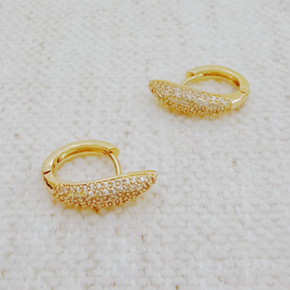Pave Marquise Huggie Hoop Earrings