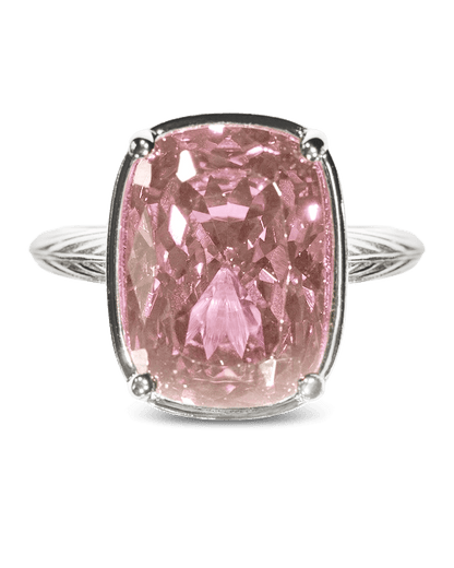 Sterling Silver Elongated Cushion Pink Sapphire CZ Cocktail Ring