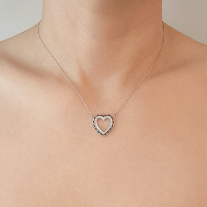 Preciously Scallop Edged Heart Necklace