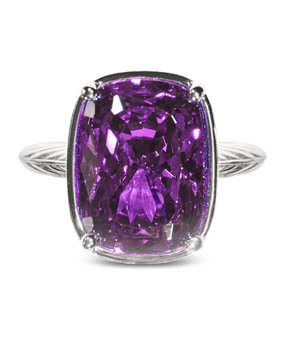 Sterling Silver Elongated Cushion Amethyst CZ Cocktail Ring