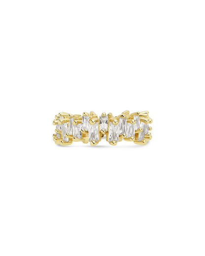 Sterling Silver CZ Staggered Eternity Band
