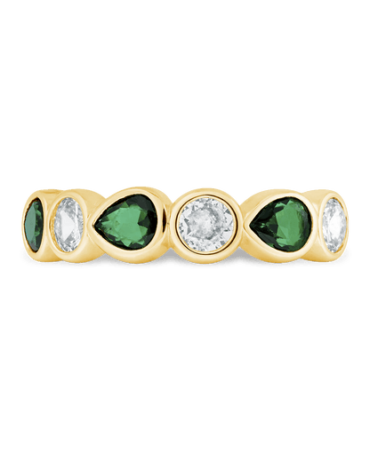 Sterling Silver Pear and Round Bezel-Set Ring