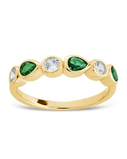 Sterling Silver Pear and Round Bezel-Set Ring