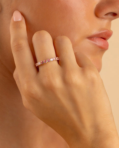 Sterling Silver Gracie Pink Sapphire CZ Eternity Ring