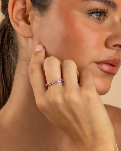 Sterling Silver Gracie Amethyst CZ Eternity Ring