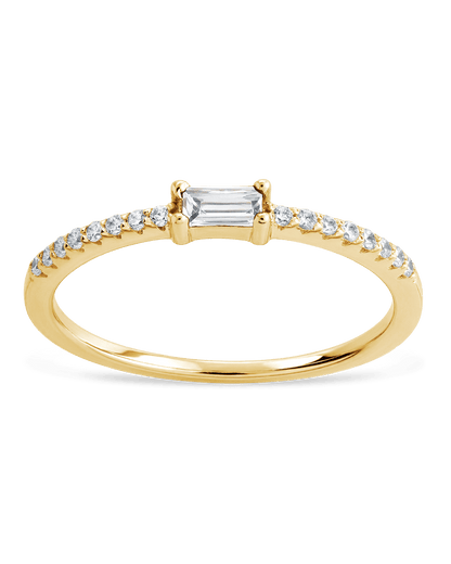 Sterling Silver Thin Clear CZ Stacking Birthstone Ring