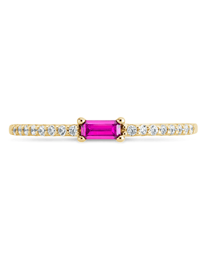 Sterling Silver Thin Ruby CZ Stacking Birthstone Ring