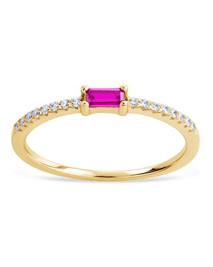 Sterling Silver Thin Ruby CZ Stacking Birthstone Ring