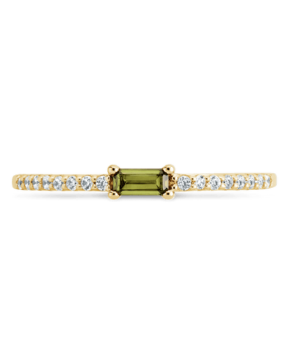 Sterling Silver Thin Peridot CZ Stacking Birthstone Ring