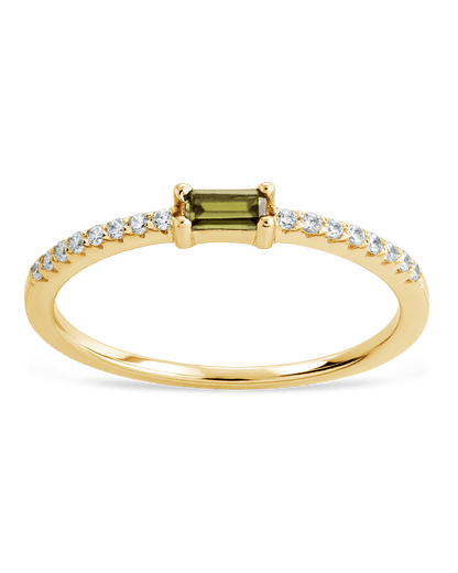 Sterling Silver Thin Peridot CZ Stacking Birthstone Ring