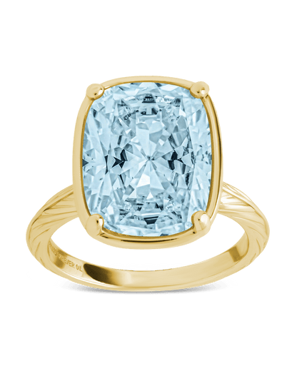Sterling Silver Elongated Cushion Aquamarine CZ Cocktail Ring