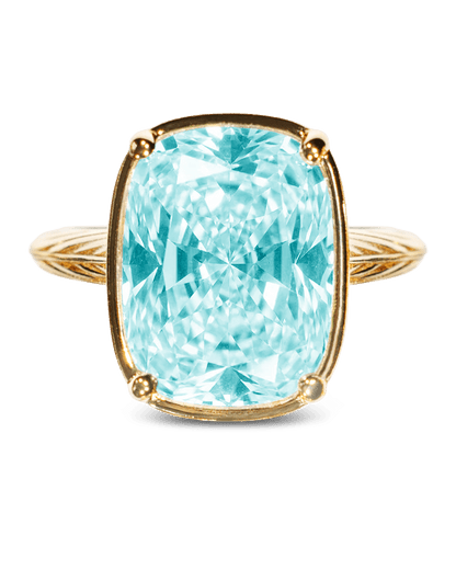 Sterling Silver Elongated Cushion Aquamarine CZ Cocktail Ring