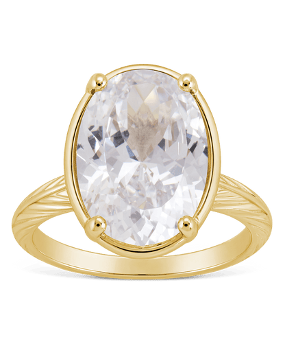 Sterling Silver Oval Cut CZ Cocktail Ring