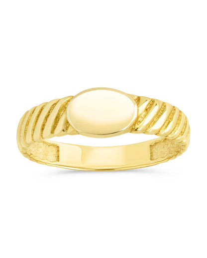 Sterling Silver Dixie Ribbed Signet Ring