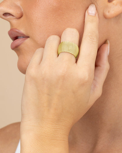Sterling Silver Wide Mesh Ring