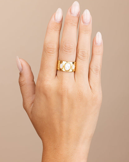 Sterling Silver Galina Triple Moonstone Ring