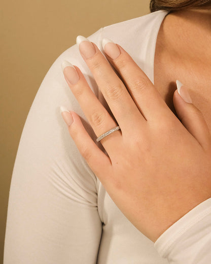 Sterling Silver 2mm Thin CZ Band Ring