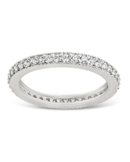 Sterling Silver 2mm Thin CZ Band Ring