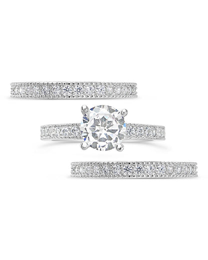 Sterling Silver Brilliant CZ with 2 Bands