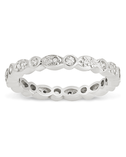 Sterling Silver CZ Bezel Band Ring