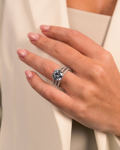 Sterling Silver Brilliant Engagement Ring Set of 3