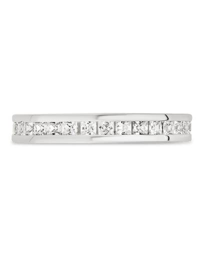 Sterling Silver Princess Eternity Wedding Band