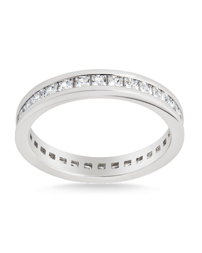 Sterling Silver Princess Eternity Wedding Band