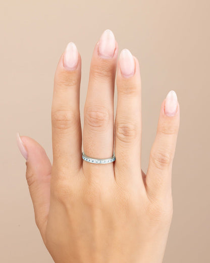 Sterling Silver Princess Eternity Wedding Band