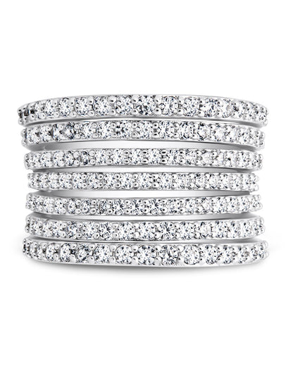 Sterling Silver CZ Multi-Row Statement Ring