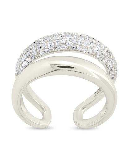 Sterling Silver Maisey CZ Studded Open Ring