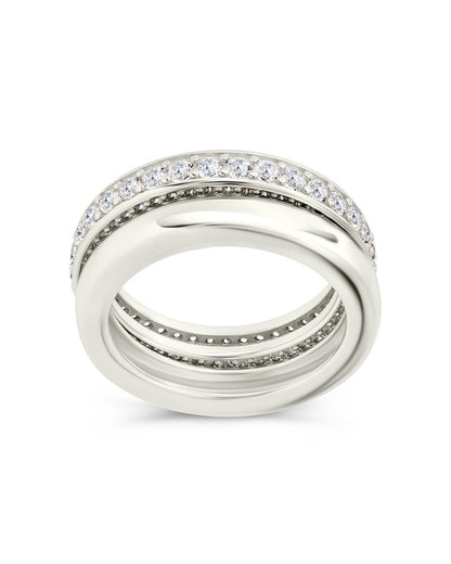 Sterling Silver Jackie CZ Stacking Ring Set of 2