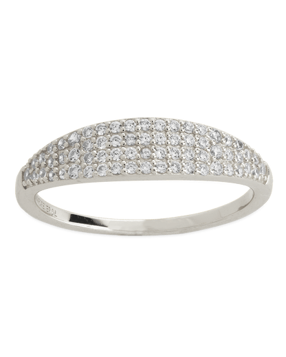 Sterling Silver Pave Signet Ring