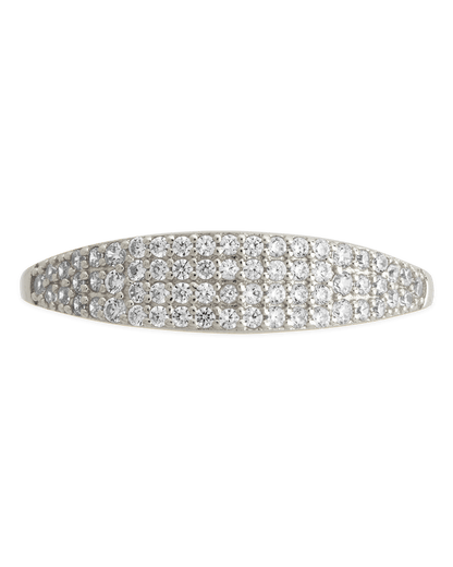 Sterling Silver Pave Signet Ring