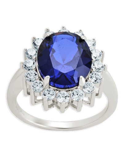 Sterling Silver Sapphire Halo Ring