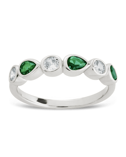 Sterling Silver Pear and Round Bezel-Set Ring
