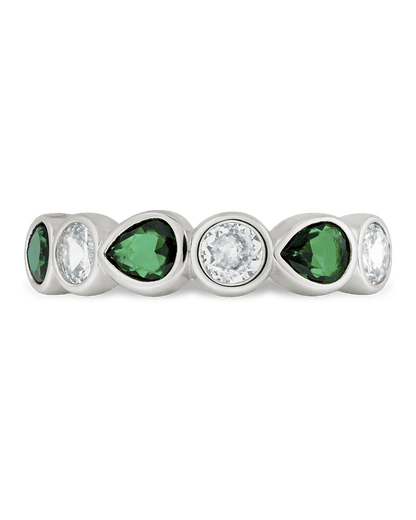 Sterling Silver Pear and Round Bezel-Set Ring