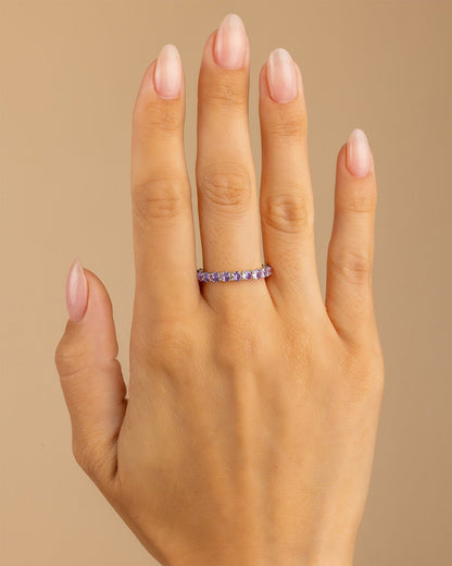 Sterling Silver Gracie Amethyst CZ Eternity Ring