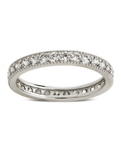 Sterling Silver 3mm Thin CZ Band Ring