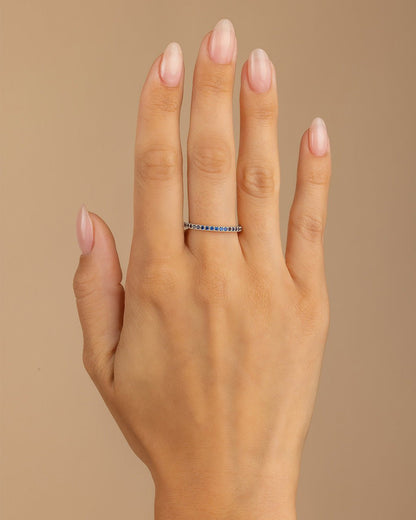 Sterling Silver 2.5mm Thin Sapphire CZ Band Ring