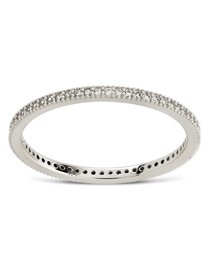 Sterling Silver 1.5mm Thin CZ Band Ring