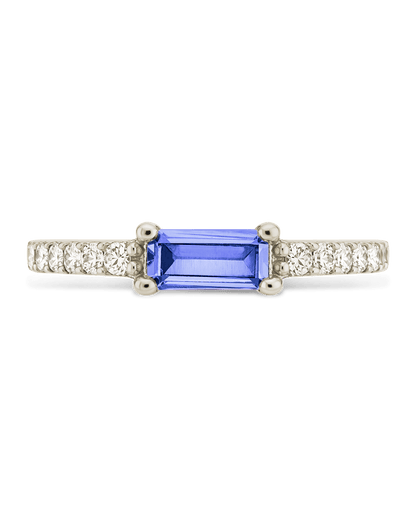 Sterling Silver Thin Aquamarine CZ Stacking Birthstone Ring