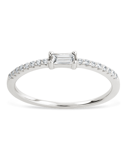 Sterling Silver Thin Clear CZ Stacking Birthstone Ring
