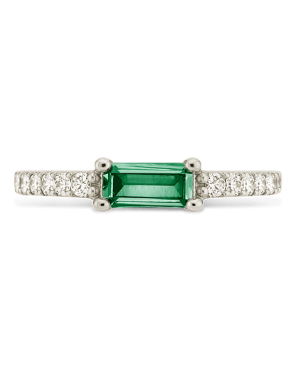 Sterling Silver Thin Emerald CZ Stacking Birthstone Ring