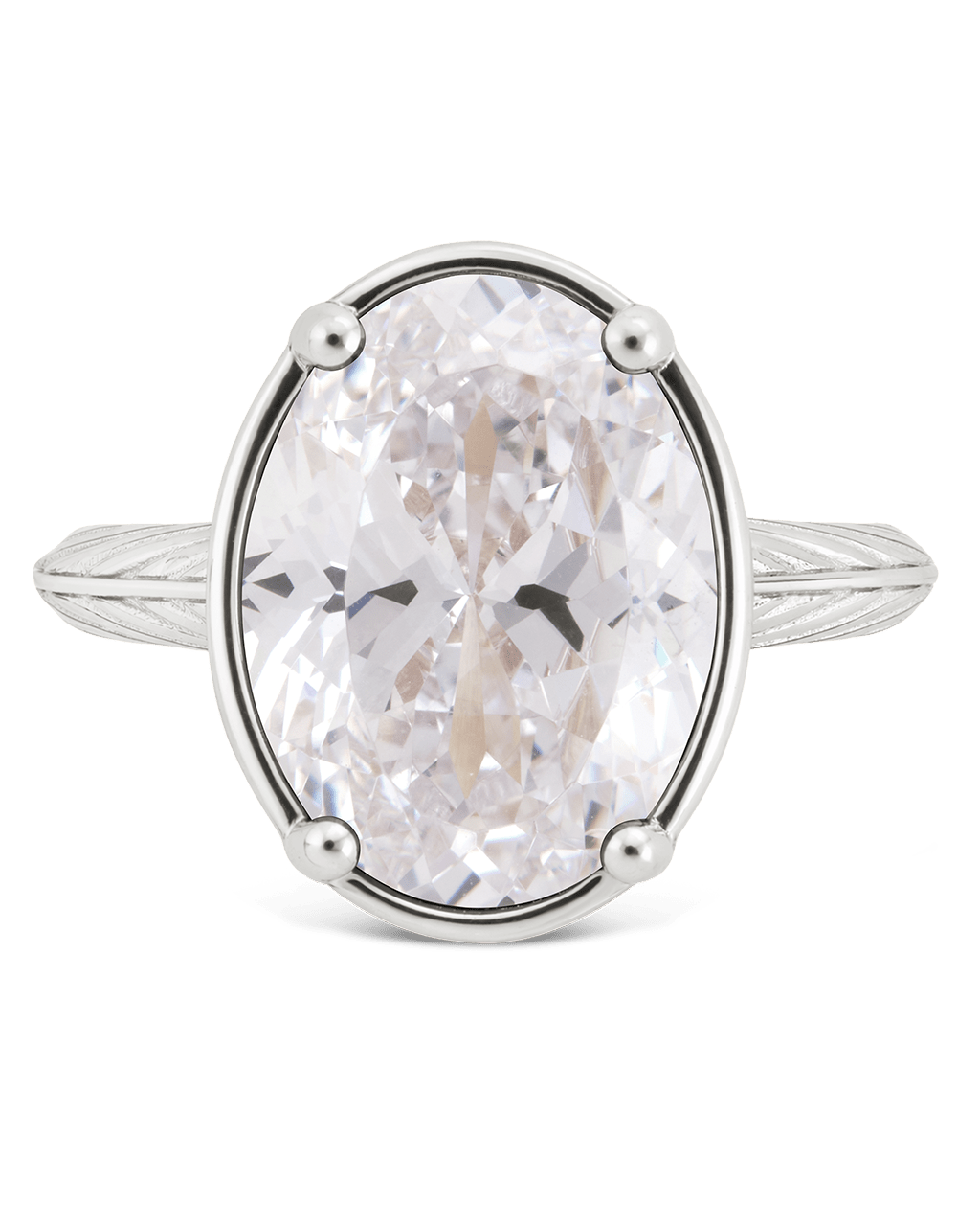 Sterling Silver Oval Cut CZ Cocktail Ring