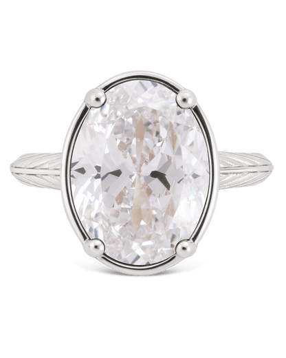 Sterling Silver Oval Cut CZ Cocktail Ring